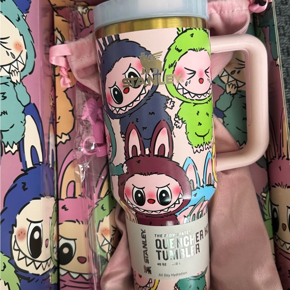 Stanley Quencher H2.0 Tumbler with Colorful Cartoon Design Labubu tumbler 40 oz - Picture 1 of 10